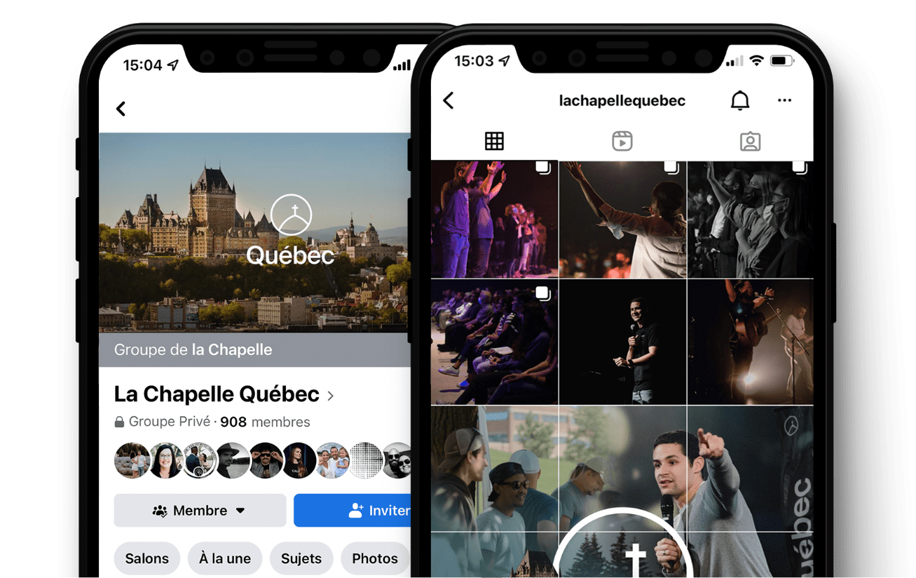 Groupes Facebook et Instagram